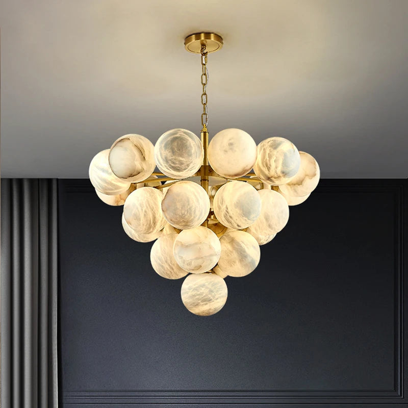 lustre en marbre de la collection pingpong world éclairage suspendu élégant - vue 2 sur 17