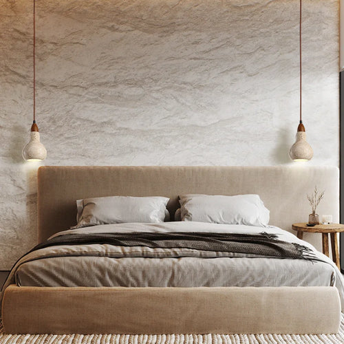 lustre suspendu vintage en pierre naturelle avec led - vue 6 sur 6