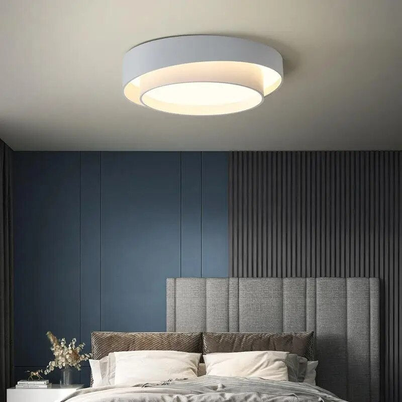 Plafonnier moderne led minimaliste blanc double rond - vue 5 sur 18