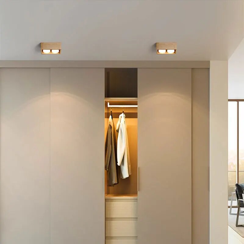 Plafonnier minimaliste japonais en bois brut