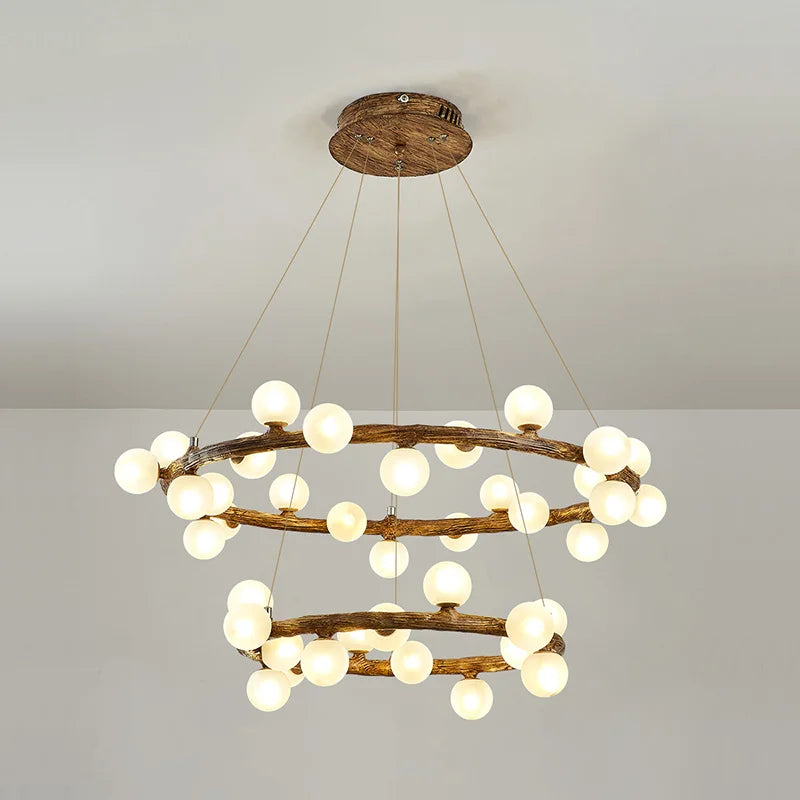 lustre de style wabi-sabi en bois artificiel pour intérieur - vue 3 sur 9