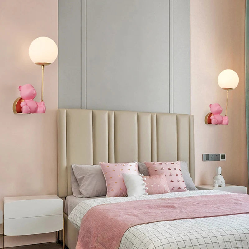 applique murale ours avec interrupteur à tirer pour enfants - vue 4 sur 12