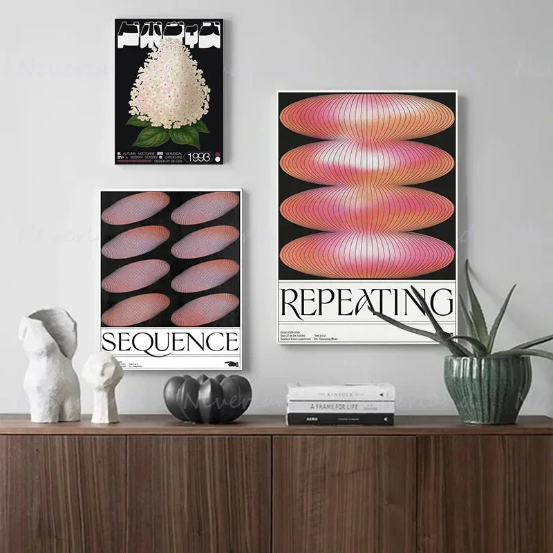 affiche japonaise abstraite dégradé halo art mural décoratif