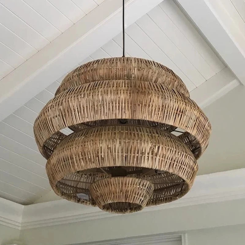 Lampes bohème créatives en rotin - vue 6 sur 14