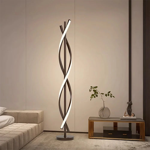 Lampadaire LED moderne en spirale en aluminium pour canapé à côté de la chambre à coucher salon décoration intérieure verticale salle d'étude chevet maison lumière