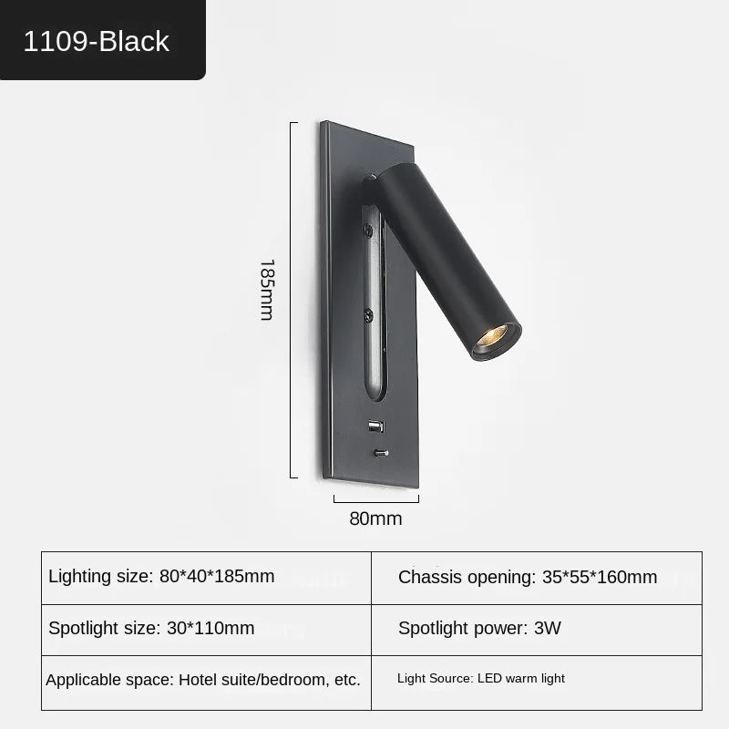applique murale intérieure led avec chargement usb pour hôtel - vue 8 sur 12