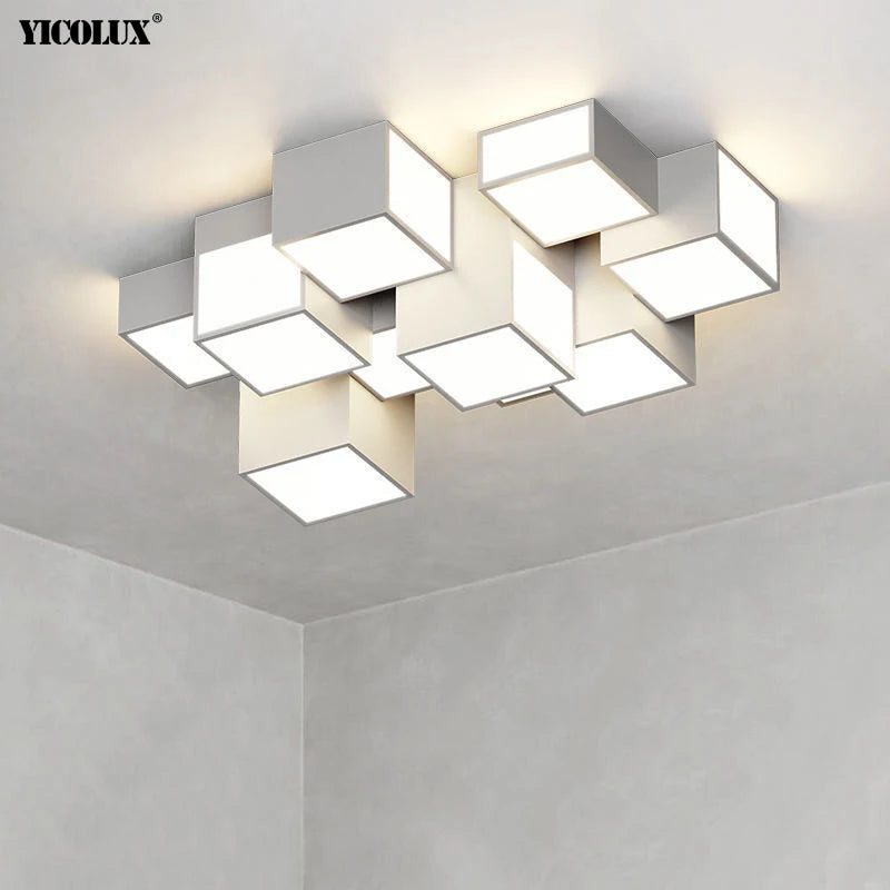Plafonnier Gradation à distance Noir Blanc Moderne LED Lumières Salon Salle À Manger Chambre Hall Bar Lampes Éclairage Intérieur - vue 4 sur 20