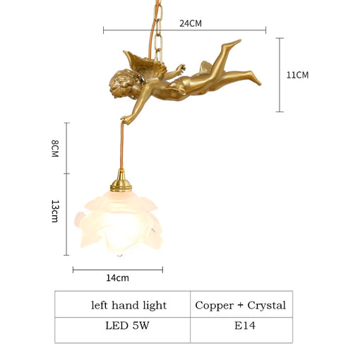 lustre moderne led avec ange en cristal médiéval bronze - vue 12 sur 11
