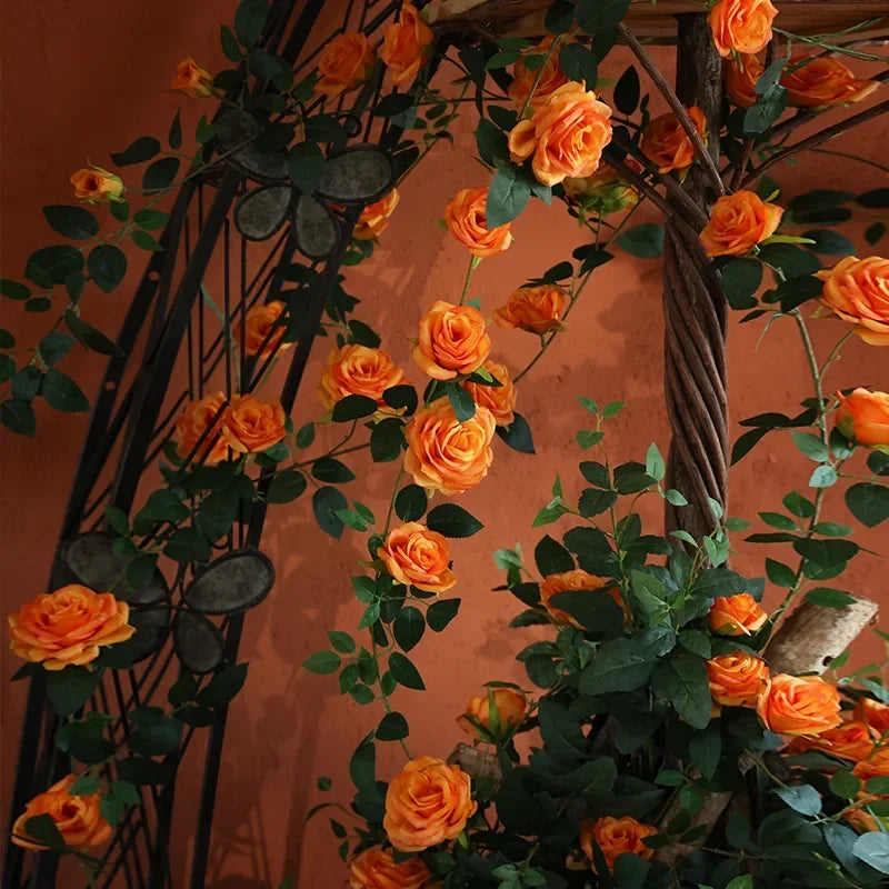 vignes de roses artificielles en soie pour décoration intérieure - vue 5 sur 12