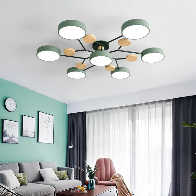 lustre en bois led style nordique pour diverses pièces - vue 3 sur 22