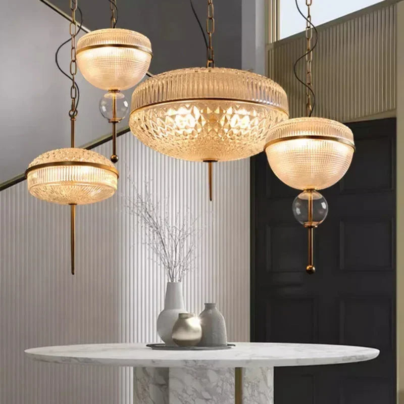 Suspension rétro led en verre nordique pour décoration maison