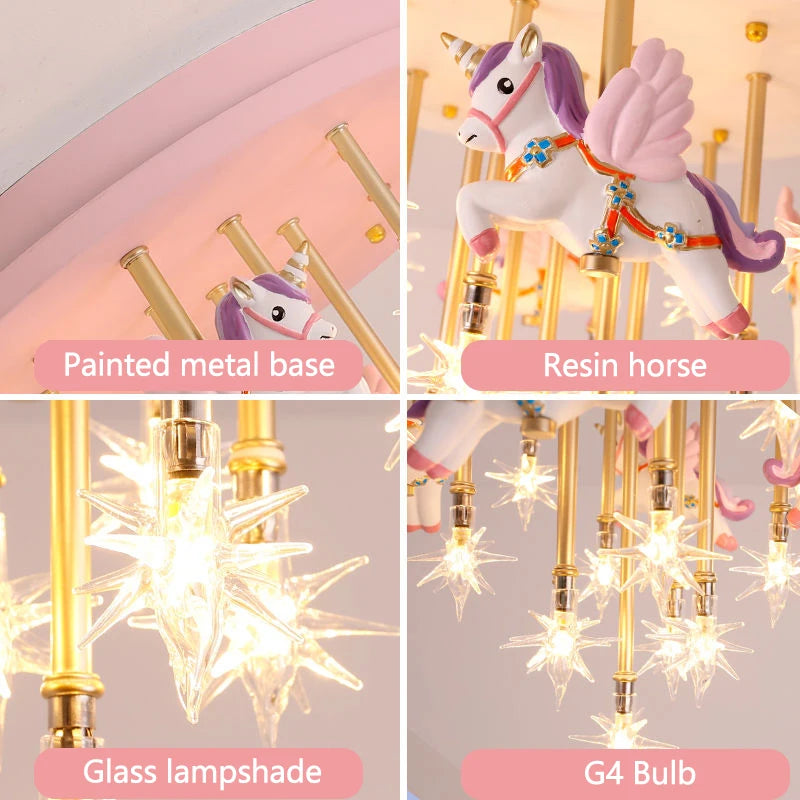 plafonnier led mignon pour enfants avec cheval et grue