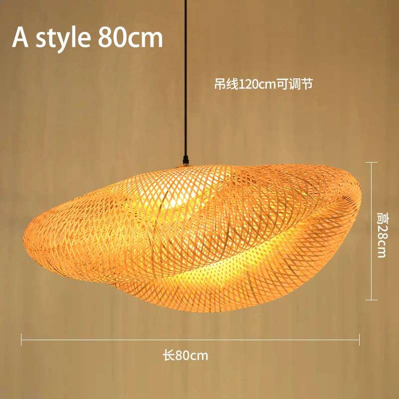lustre style chinois fait main en bambou tissage pastoral vintage - vue 17 sur 30