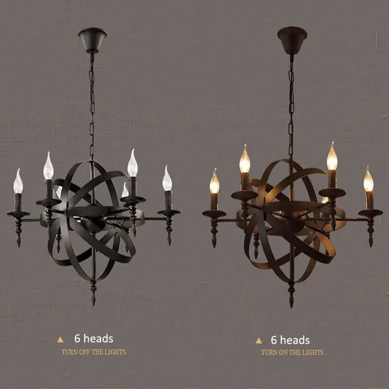 Lustre style Loft américain en métal rétro rustique - vue 5 sur 7