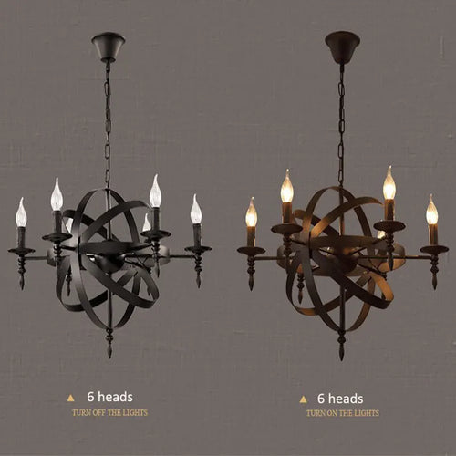 lustre industriel rétro globe en fer style loft américain