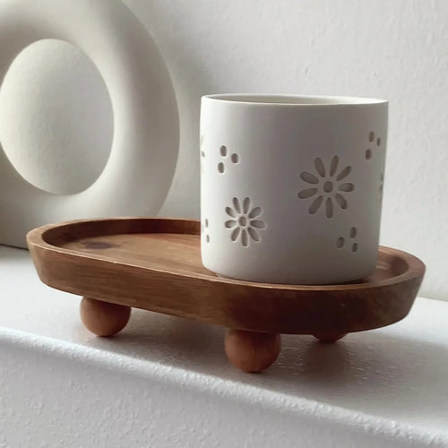 plateau en bois multifonctionnel pour rangement et décoration - vue 5 sur 7