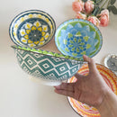 ensemble 4 bols ceramique boheme motifs soupe 20cm