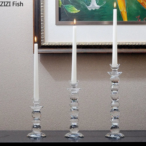 bougeoir en verre cristal accessoires pour dîners aux chandelles