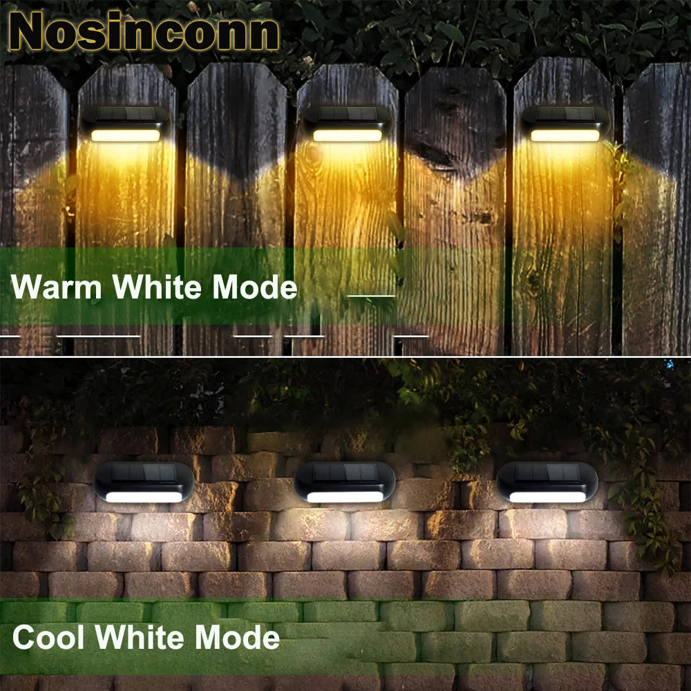 Solar Deck Lights, 2Pack Solar Fence Lights Outdoor Waterproof Warm White/Cool White Solar Step Lights For Garden, Stairs, Fence - vue 2 sur 6