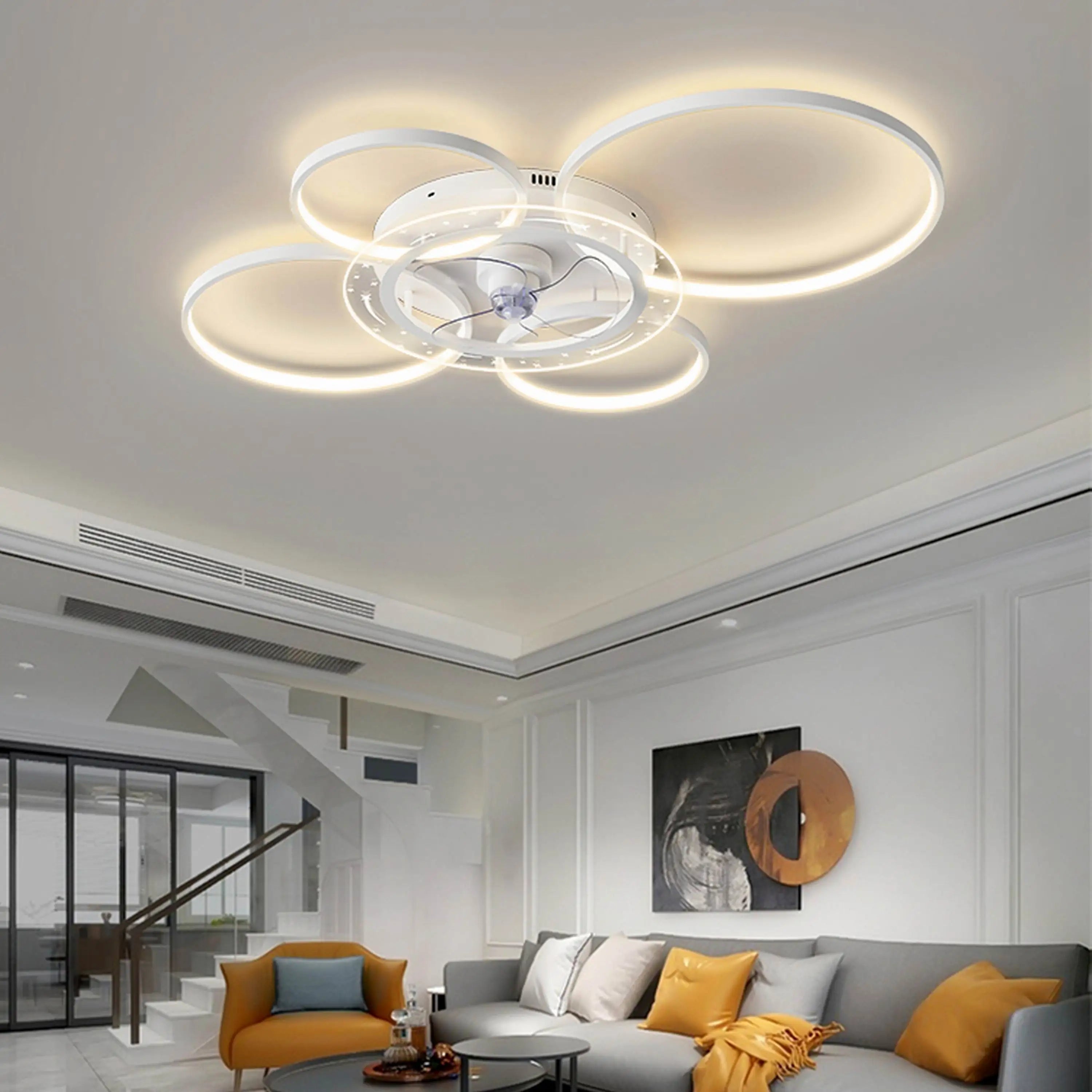 Plafonnier design avec des cercles à LED