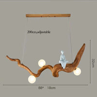 Lustre design Zen résine style bois à Branches suspension