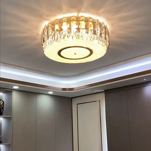 plafonnier led dimmable en verre de cristal rond moderne - vue 2 sur 11