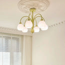 lustre en verre style nordique avec abat-jour citrouille pour décoration maison