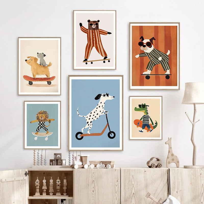 affiches amusantes animaux pour décoration chambre enfant