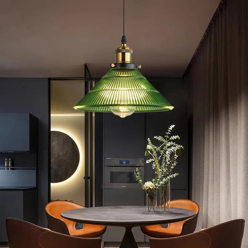suspension en verre à rayures pour éclairage intérieur décoratif - vue 4 sur 8