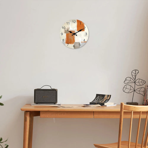 horloge murale moderne en bois motif abstrait silencieuse décorative - vue 6 sur 7