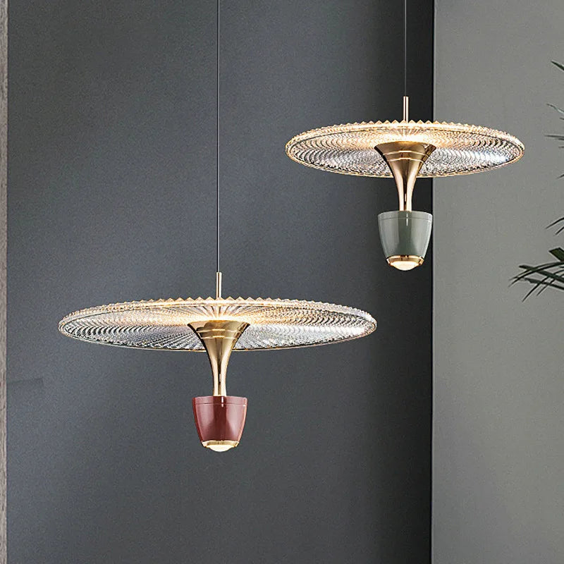 suspension led 	 acrylique rond cordon réglable - vue 2 sur 9