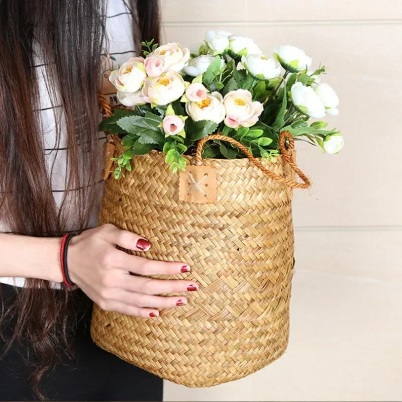 panier de rangement rotin tissé pour fleurs et cadeaux - vue 4 sur 8