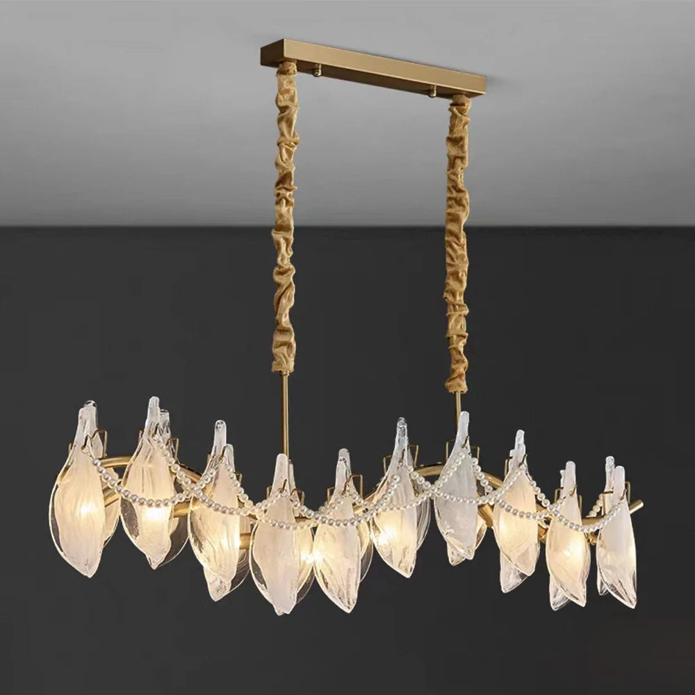 lustre créatif en verre dépoli avec perles suspendu moderne - vue 3 sur 10