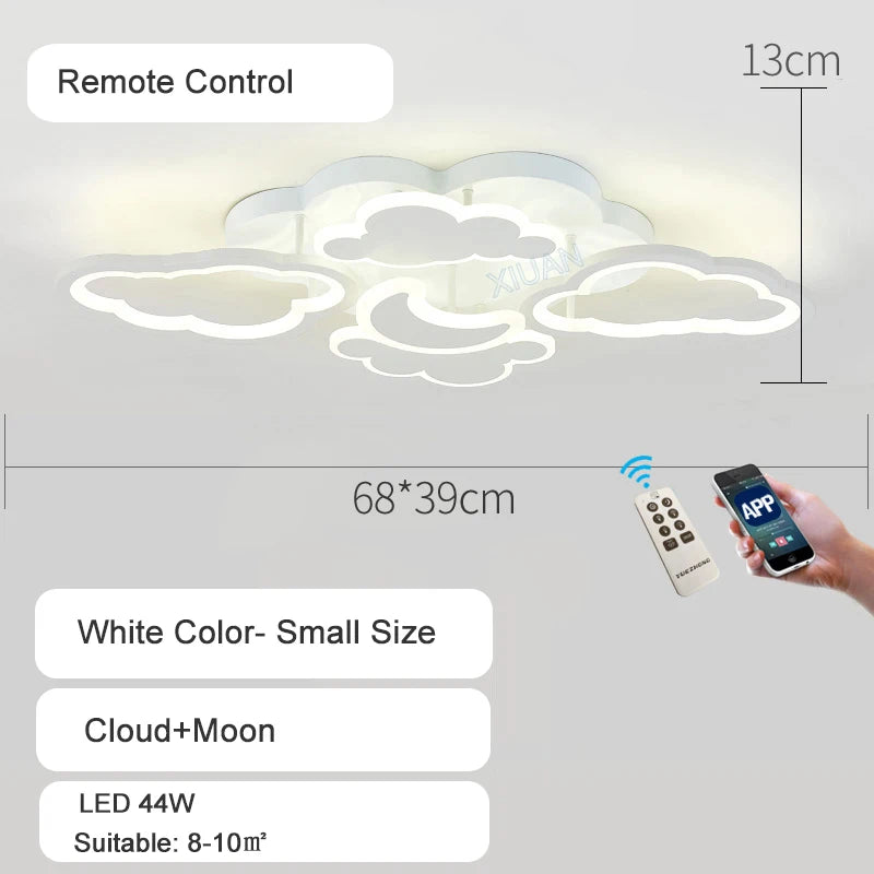lustre led moderne en forme de lune étoile nuage pour enfants - vue 21 sur 25