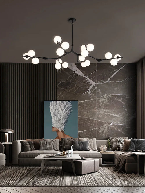 lustre moderne led créatif branche d'arbre moléculaire décorative - vue 4 sur 12