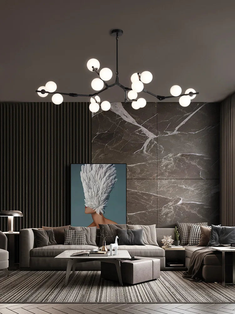 lustre moderne led créatif branche d'arbre moléculaire décorative - vue 3 sur 12