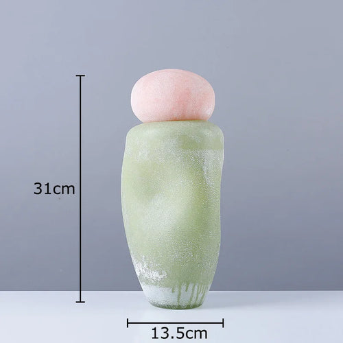 vase en verre décoratif avec couvercle pour fleurs artificielles - vue 7 sur 8