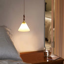 lustre vintage japonais avec abat-jour plissé en noyer