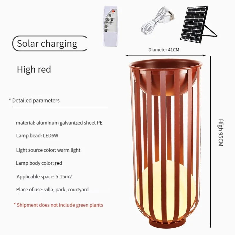 Lampadaire solaire de jardin lampe nordique en pot de fleurs pour Villa cour cour passerelle couloir décor extérieur IP65 éclairage étanche - vue 16 sur 18