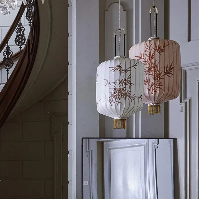lustre en tissu japonais style médiéval zen pour décoration intérieure - vue 4 sur 18