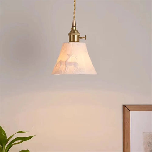 Plafonnier lumière rustique céramique abat-jour loft déco maison suspendu - vue 6 sur 12