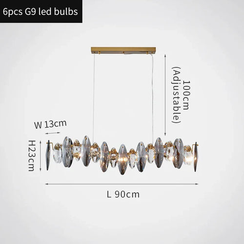 lustre moderne en cristal avec led et suspensions ronds - vue 12 sur 12