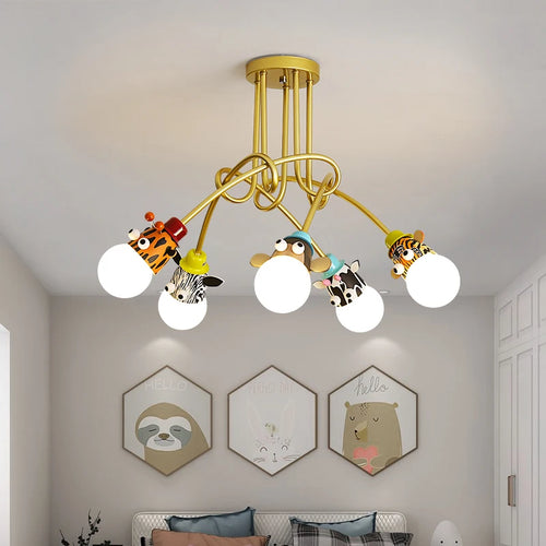 lustre animaux bande dessinée singe zèbre tigre girafe enfants - vue 4 sur 8