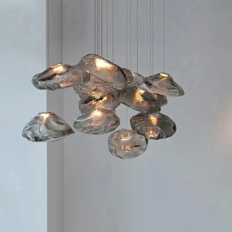 lustre en verre design créatif nuage luminaire décoratif d'intérieur pour villa