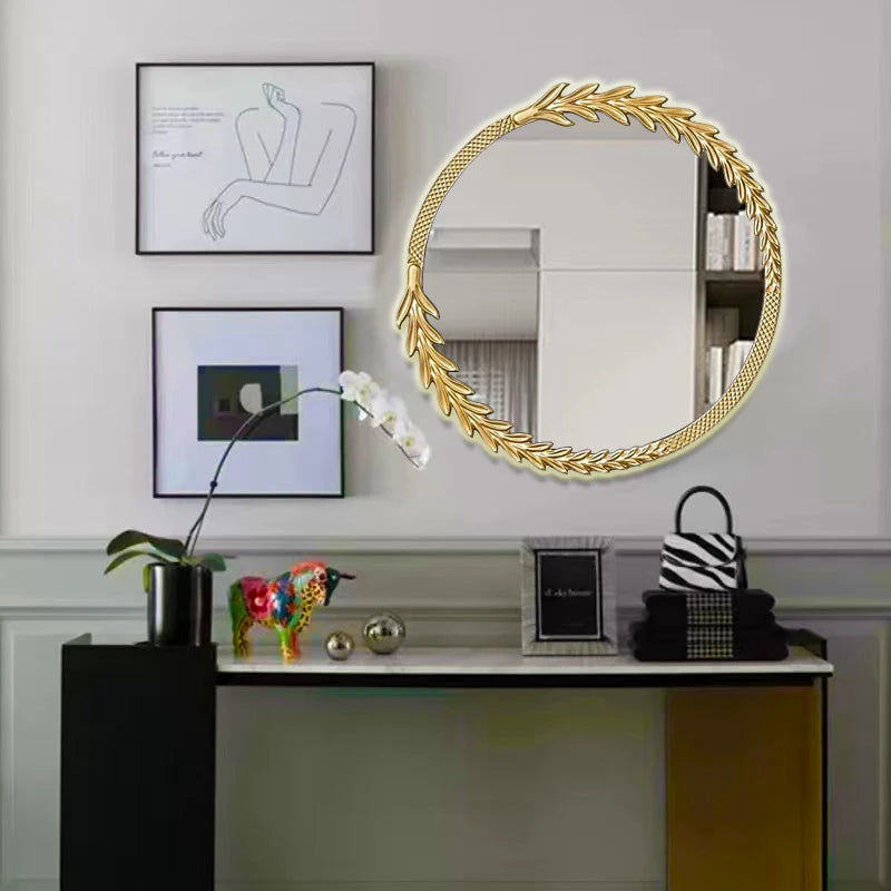 miroir rond vintage doré décoratif pour intérieur élégant et lumineux