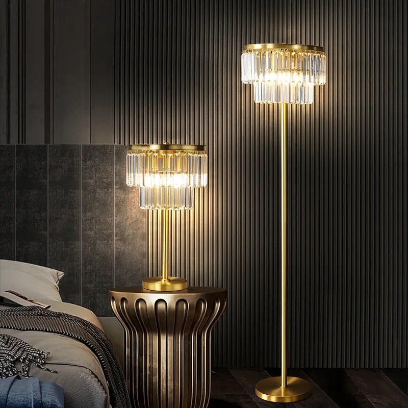 lampadaire moderne en verre et cuivre pour tous les espaces