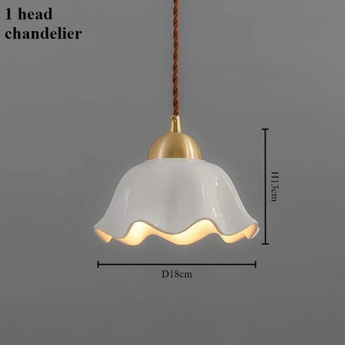 lustre moderne en céramique à fleurs pour intérieur contemporain - vue 10 sur 12