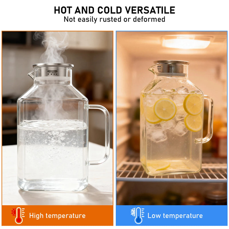 Theiere en verre borosilicate avec couvercle grande capacite
