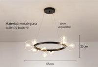 lustre moderne en verre et métal réglable en hauteur pour décoration