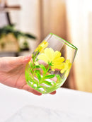 Verre à vin motifs floraux peints lot trois